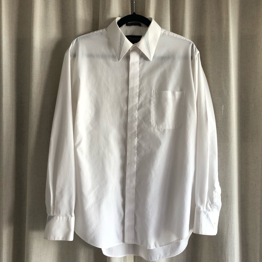 Diamante Couture Collection Men's White Dress Shirt with Point Collar